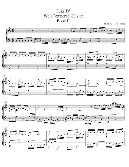 Bach Fugue No 4 Well Tempered Clavier Book Ii Bwv 873 Icanpiano Style Sheet Music