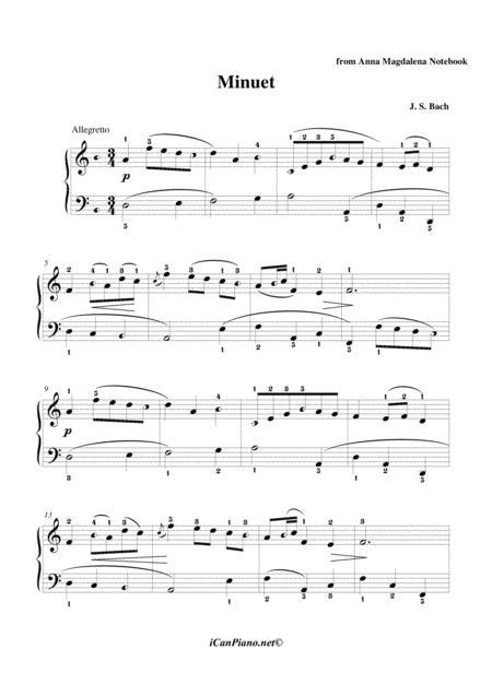 Bach Minuet In D Minor Bwv Anh 132 Icanpiano Style Sheet Music