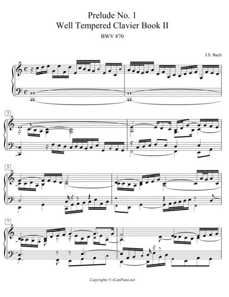 Free Sheet Music Bach Prelude No 1 Bwv 870 Well Tempered Clavier Ii Icanpiano Style