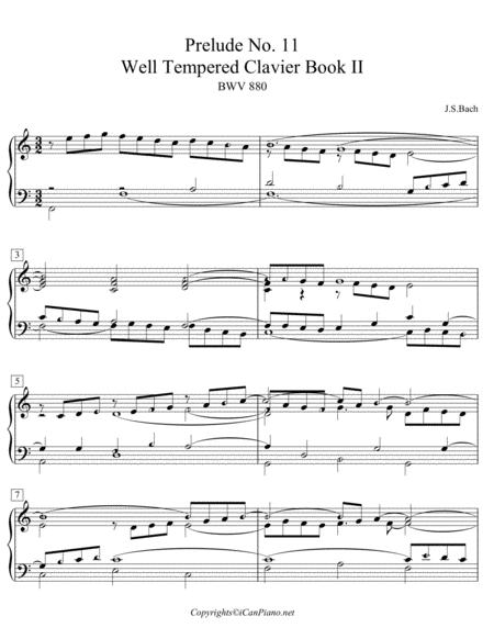 Free Sheet Music Bach Prelude No 11 Bwv 880 Well Temperedclavier Ii Icanpiano Style