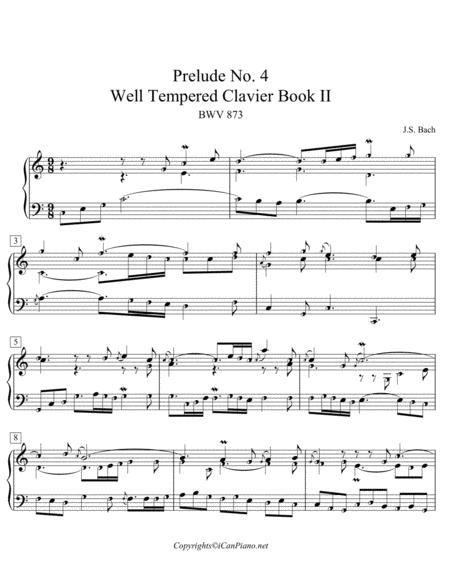 Bach Prelude No 4 Bwv 873 Well Tempered Clavier Ii Icanpiano Style Sheet Music