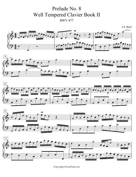 Bach Prelude No 8 Bwv 877 Well Tempered Clavier Ii Icanpiano Style Sheet Music