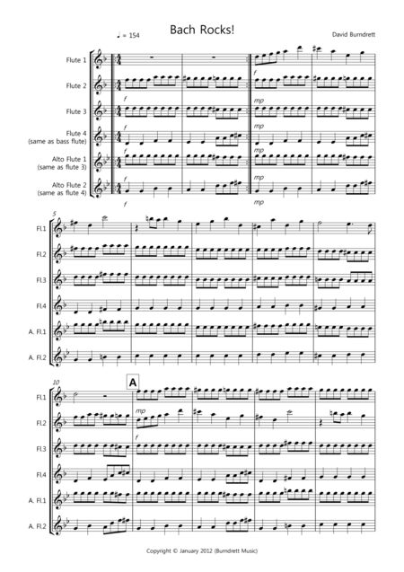 Bach Rocks For Flute Quartet Sheet Music