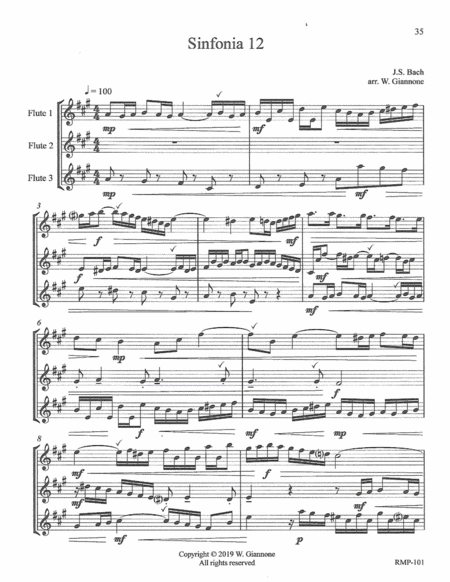 Free Sheet Music Bach Three Part Invention 12 For 3 Flutes Score
