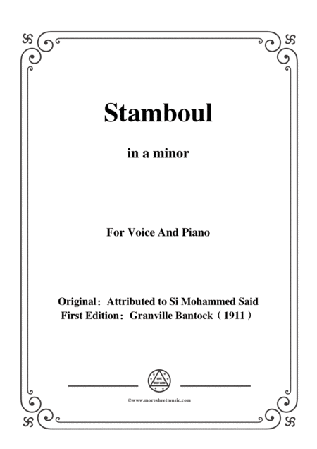 Free Sheet Music Bantock Folksong Stamboul In A Minor For Voice And Piano