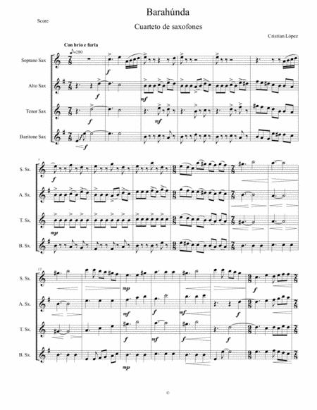 Free Sheet Music Barahnda For Saxophone Quartet