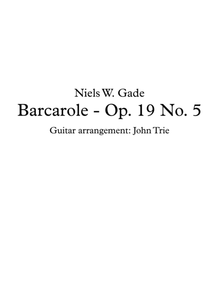 Barcarole Op 19 No 5 Sheet Music