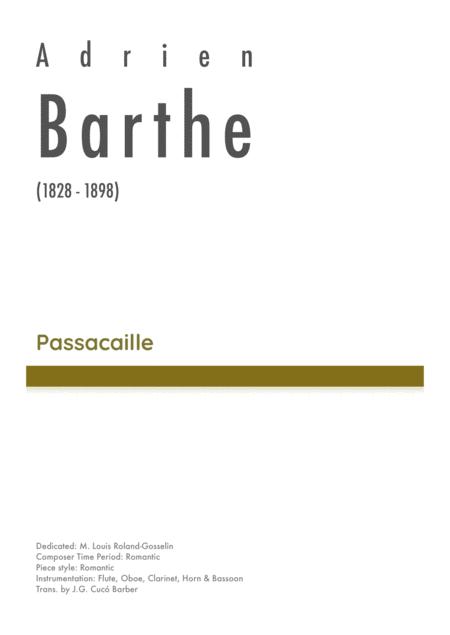 Free Sheet Music Barthe Passacaille For Wind Quintet