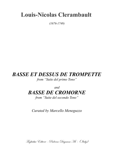 Basse Et Dessus De Trompette And Basse De Cromorne Clerambault For Organ Sheet Music