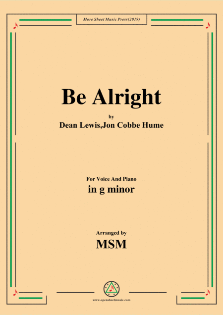 Free Sheet Music Be Alright In G Minor For Voice And Piano