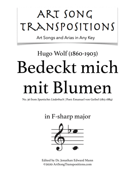 Bedeckt Mich Mit Blumen Transposed To F Sharp Major Sheet Music