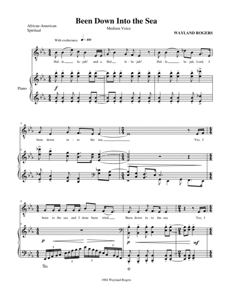 Been Down Into The Sea Five Negro Spirituals Sheet Music