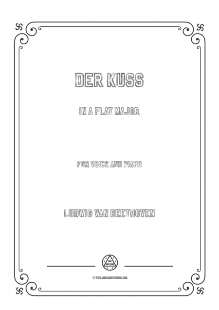 Beethoven Der Kuss In A Flat Major For Voice And Piano Sheet Music