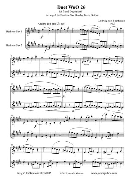 Free Sheet Music Beethoven Duet Woo 26 For Baritone Sax Duo