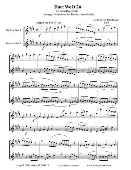 Beethoven Duet Woo 26 For Baritone Sax Duo Sheet Music