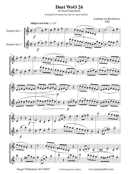 Beethoven Duet Woo 26 For Soprano Sax Duo Sheet Music