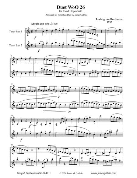 Beethoven Duet Woo 26 For Tenor Sax Duo Sheet Music