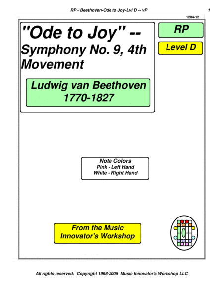 Beethoven Ode To Joy Arrangement Key Map Tablature Sheet Music