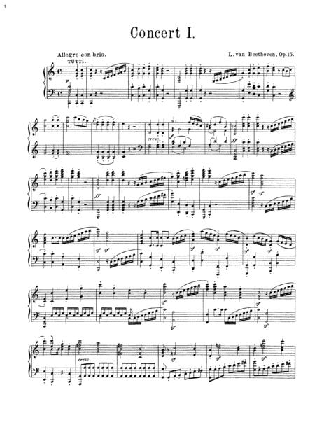 Free Sheet Music Beethoven Piano Concerto No 1 In C Major Op 15 Full Complete Version Piano Solo