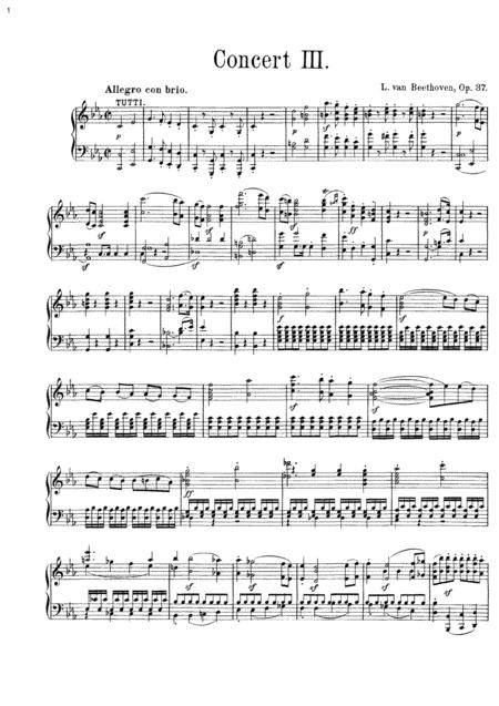 Free Sheet Music Beethoven Piano Concerto No 3 In C Minor Op 37 Complete Version