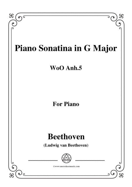 Beethoven Piano Sonatina In G Major Woo Anh 5 For Piano Sheet Music