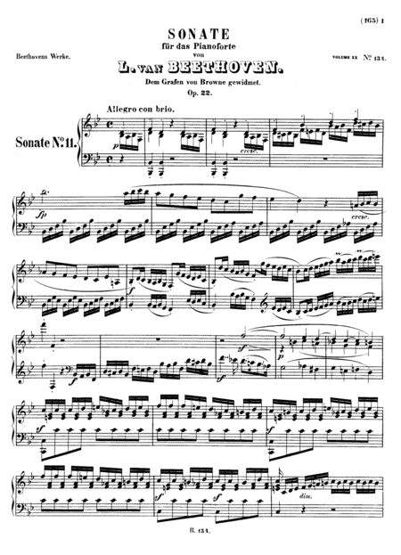 Beethoven Sonata No 11 In Bb Major Op 22 Full Original Complete Version Sheet Music