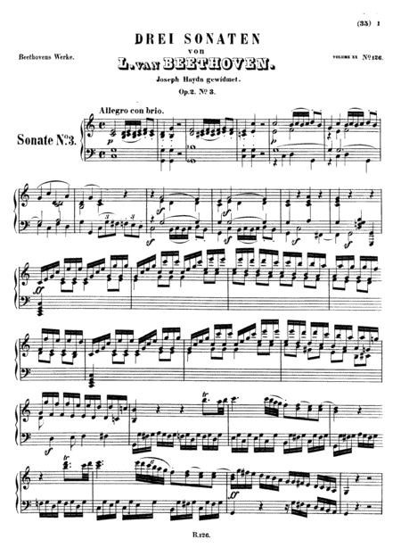 Beethoven Sonata No 3 In C Major Op 2 No 3 Original Full Complete Version Sheet Music