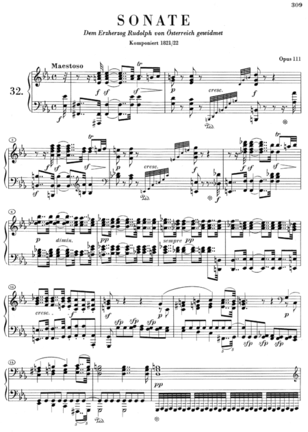 Beethoven Sonata No 32 In C Minor Op111 Full Original Complete Version Sheet Music