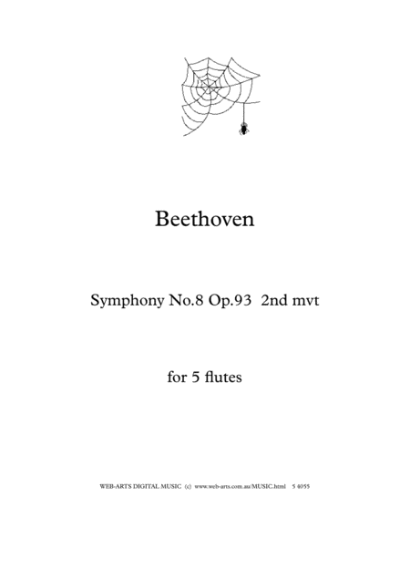 Free Sheet Music Beethoven Symphony No 8 Op 93 2nd Mvt For 5 Flutes