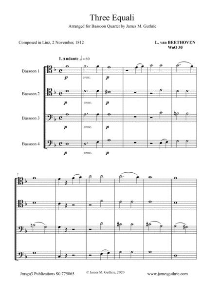 Free Sheet Music Beethoven Three Equali Woo 30 For Bassoon Quartet