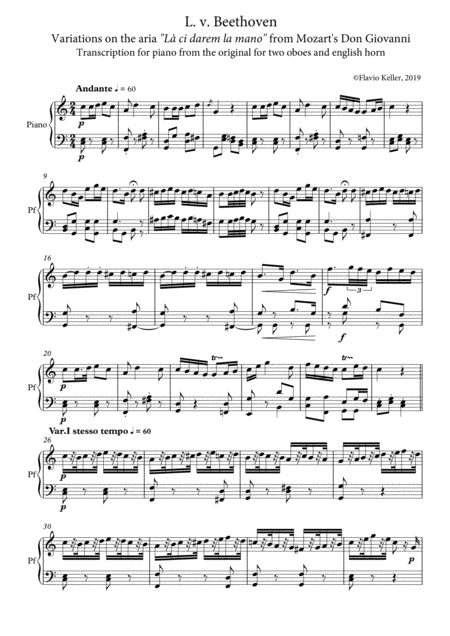 Free Sheet Music Beethoven Variations On L Ci Darem La Mano