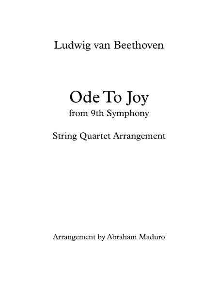 Free Sheet Music Beethovens Ode To Joy String Quartet