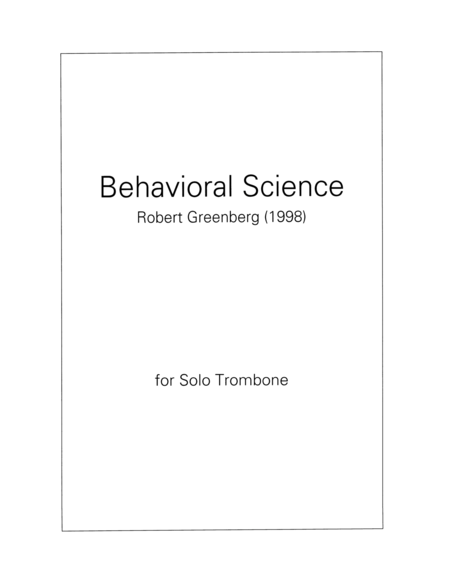 Behavioral Science For Trombone Solo Sheet Music