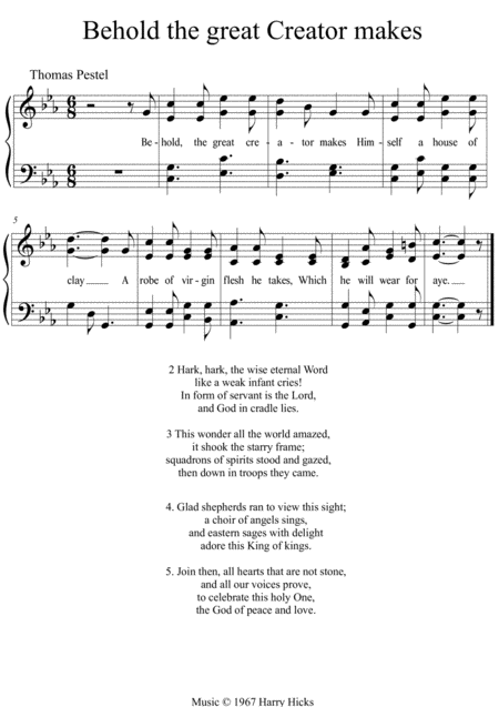 Behold The Great Creator Makes A New Tune To A Wonderful Old Hymn Sheet Music