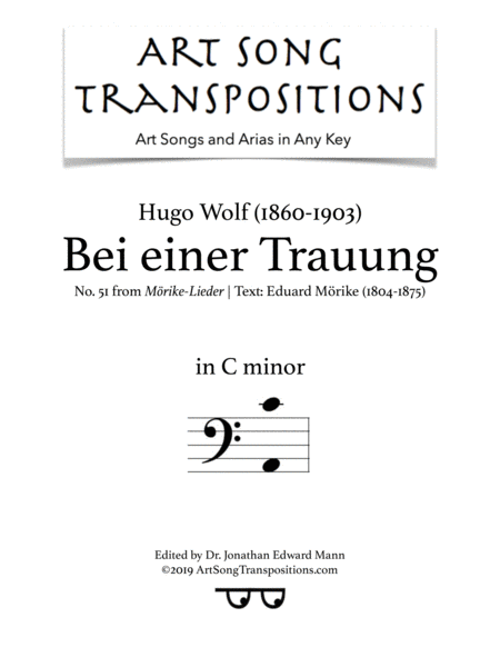 Free Sheet Music Bei Einer Trauung C Minor Bass Clef