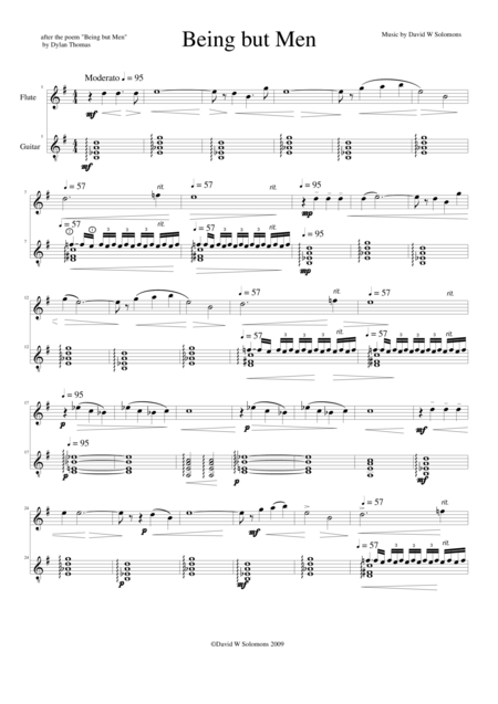 Free Sheet Music Being But Men For Flute And Guitar