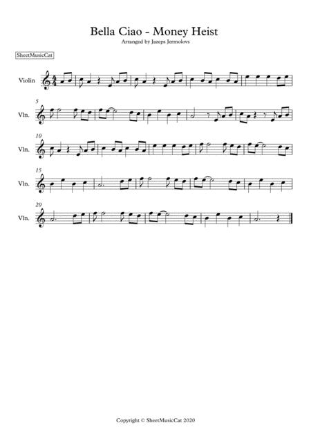 Free Sheet Music Bella Ciao From Netflix Money Heist Violin Sheet Music