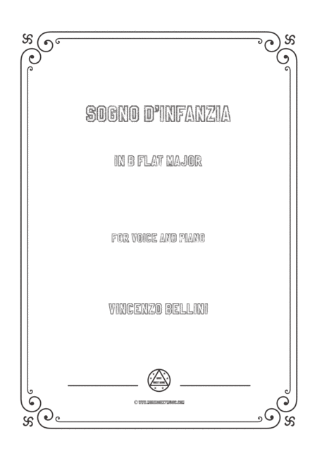 Free Sheet Music Bellini Sogno D Infanzia In B Flat Major For Voice And Piano