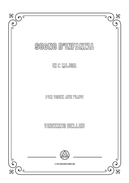 Bellini Sogno D Infanzia In C Major For Voice And Piano Sheet Music