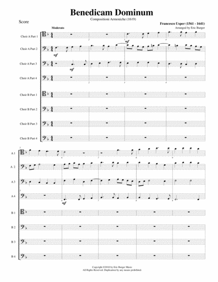 Benedicam Dominum For Trombone Or Low Brass Octet Sheet Music