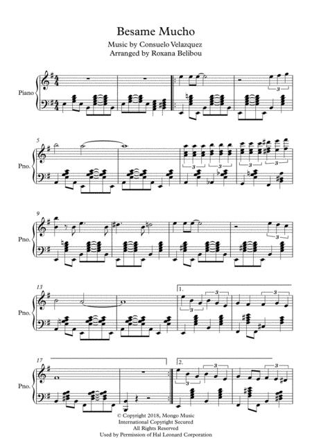 Besame Mucho Piano Sheet Music