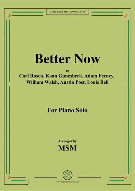 Better Now For Piano Solo Sheet Music