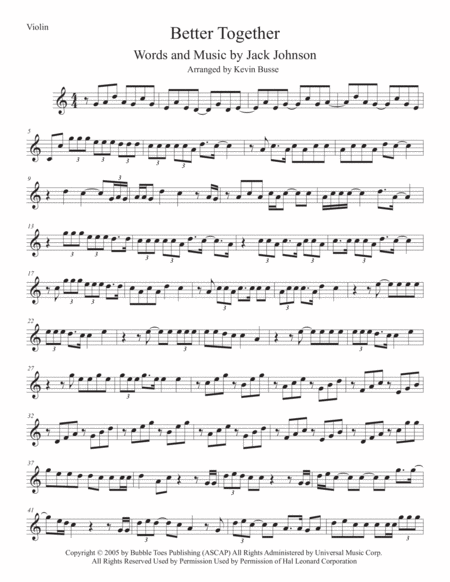 Free Sheet Music Better Together Easy Key Of C Violin