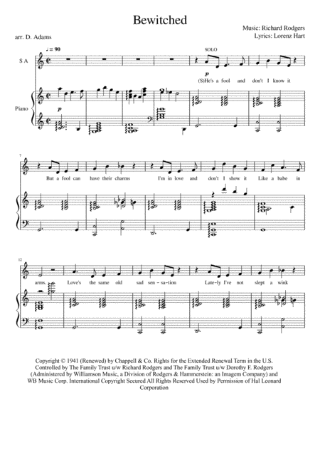 Bewitched Sab Sheet Music