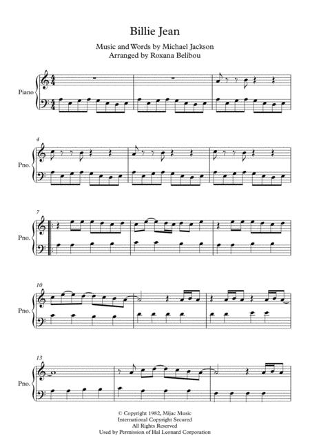 Free Sheet Music Billie Jean A Minor By Michael Jackson Easy Piano