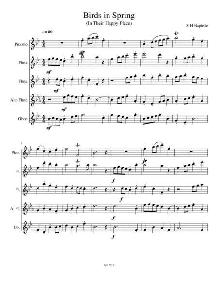 Birds In Spring In Their Happy Place Sheet Music