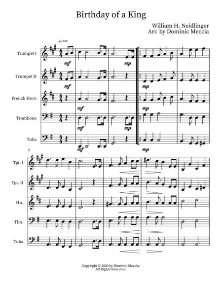 Free Sheet Music Birthday Of A King Brass Quintet