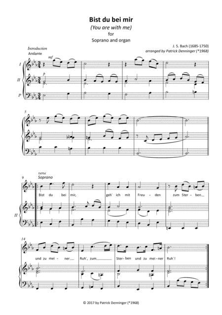 Bist Du Bei Mir Fr Sopran Und Orgel Sheet Music