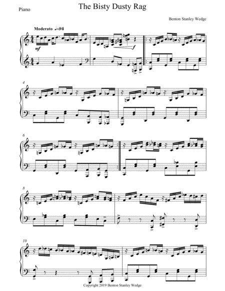 Bisty Dusty Rag For Solo Piano Sheet Music