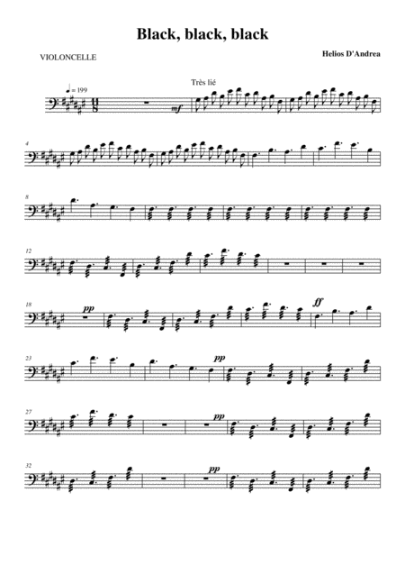 Free Sheet Music Black Black Black Cello Part